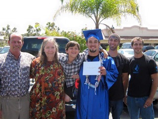 Joseph’s high school graduation. From left to right: dad, John; Rebecca; Joseph’s nephew, Hunter; Joseph; Joseph’s eldest brother, Joshua; and middle elder brother, Jonathan.